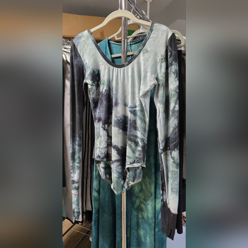 Sinew Moon Time on the Mountain Leotard L/XL Long Slv Mary Shelley Hemp Bamboo